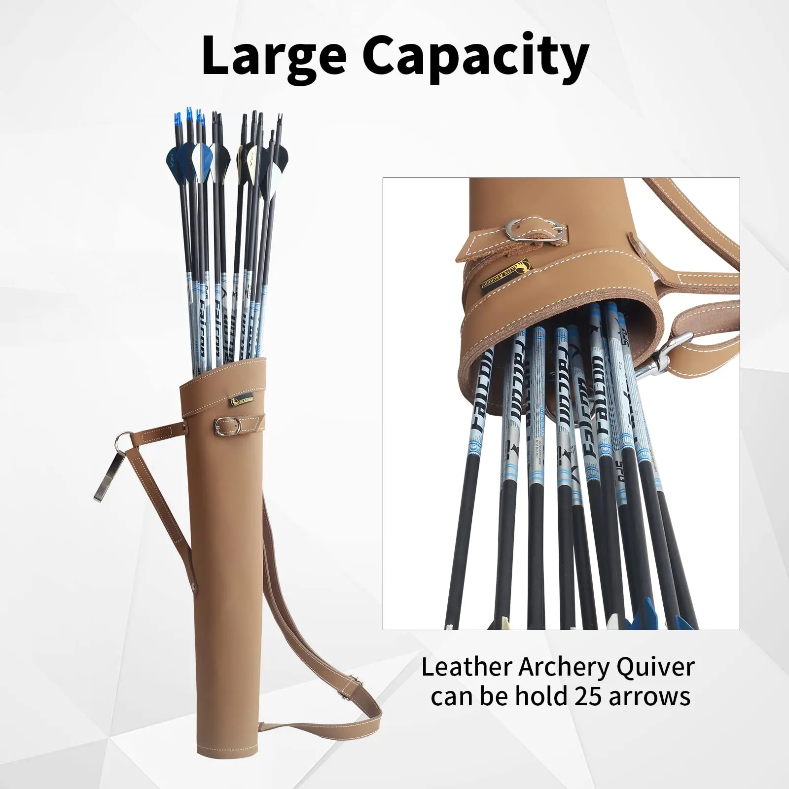 Archery Hip Quiver Back Quiver Leather Arrow Case Shoulder Belt Quiver for Recurve Bow Outdoor Hunting Target Practicing