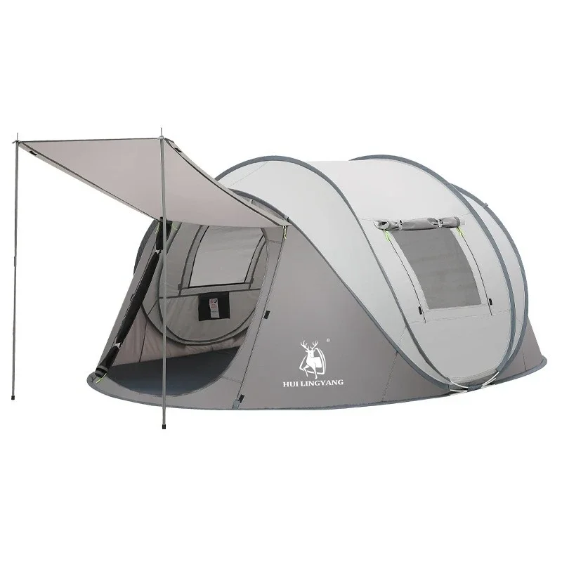Hui Lingyang Thicken Silver Coated Portable Folding Outdoor Camping Tent Quick Opening Fully Automatic Rain and Sun Protection