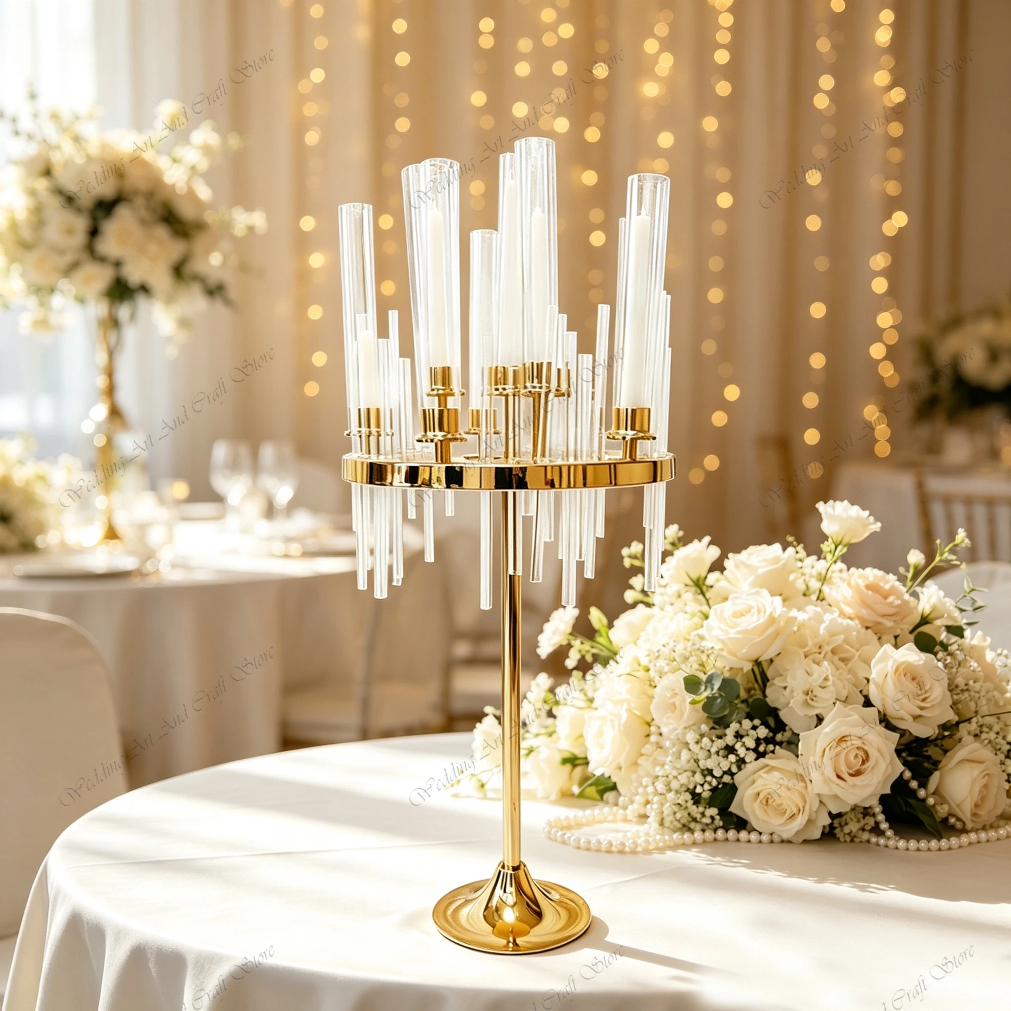 8pcs f30 108-125cm Wedding Celebration 9 Head Metal Candlestick Road Guide for Wedding Hall Banquet Hotel Table Decor ivy1321