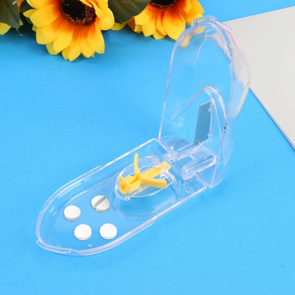 Medicine Pill Cutter Box Portable Drug Storage Box Tablet Cutter Splitter Divider Grinder Splitter Medicine Pill Holder Case