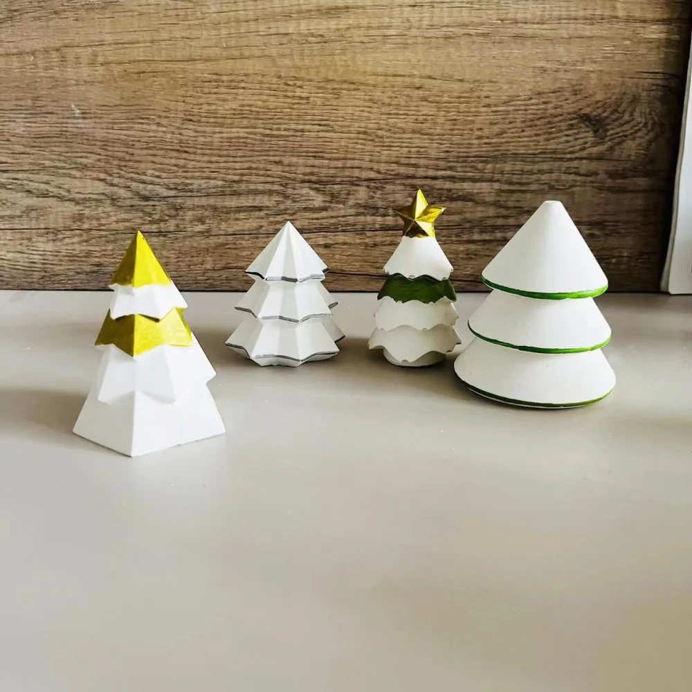 3D Christmas Tree Silicone Mold Handmade Aromath Candle Molds Plaster Resin Candle Making Crafts Home New Year Decor