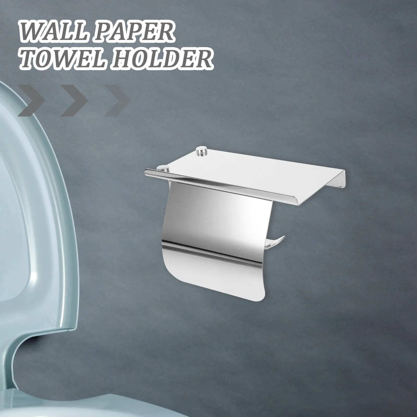 

Набор из 1 предмета: настенный держатель для туалетной бумаги из нержавеющей стали с полкой для рулонов и отсеком для телефона, современный дизайн