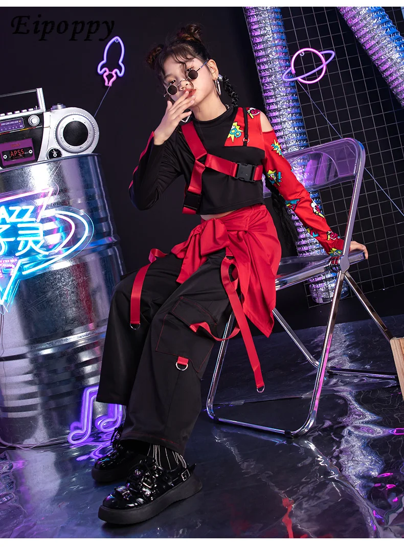 بدلة زي الهيب هوب للأطفال ، رائعة ، وسيمة ، ملابس رقص الشوارع ، الفتيات ، عصرية