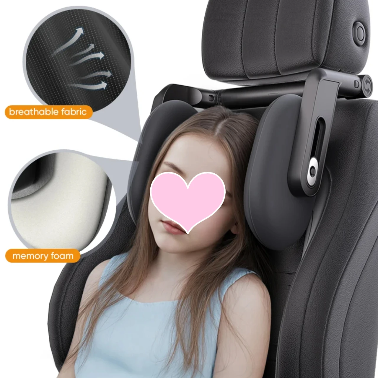 

Car Neck Headrest Pillow Cushion Car Seat Memory Foam Pad Sleep Side Head Telescopic Support on Cervical Spine for Adults Child