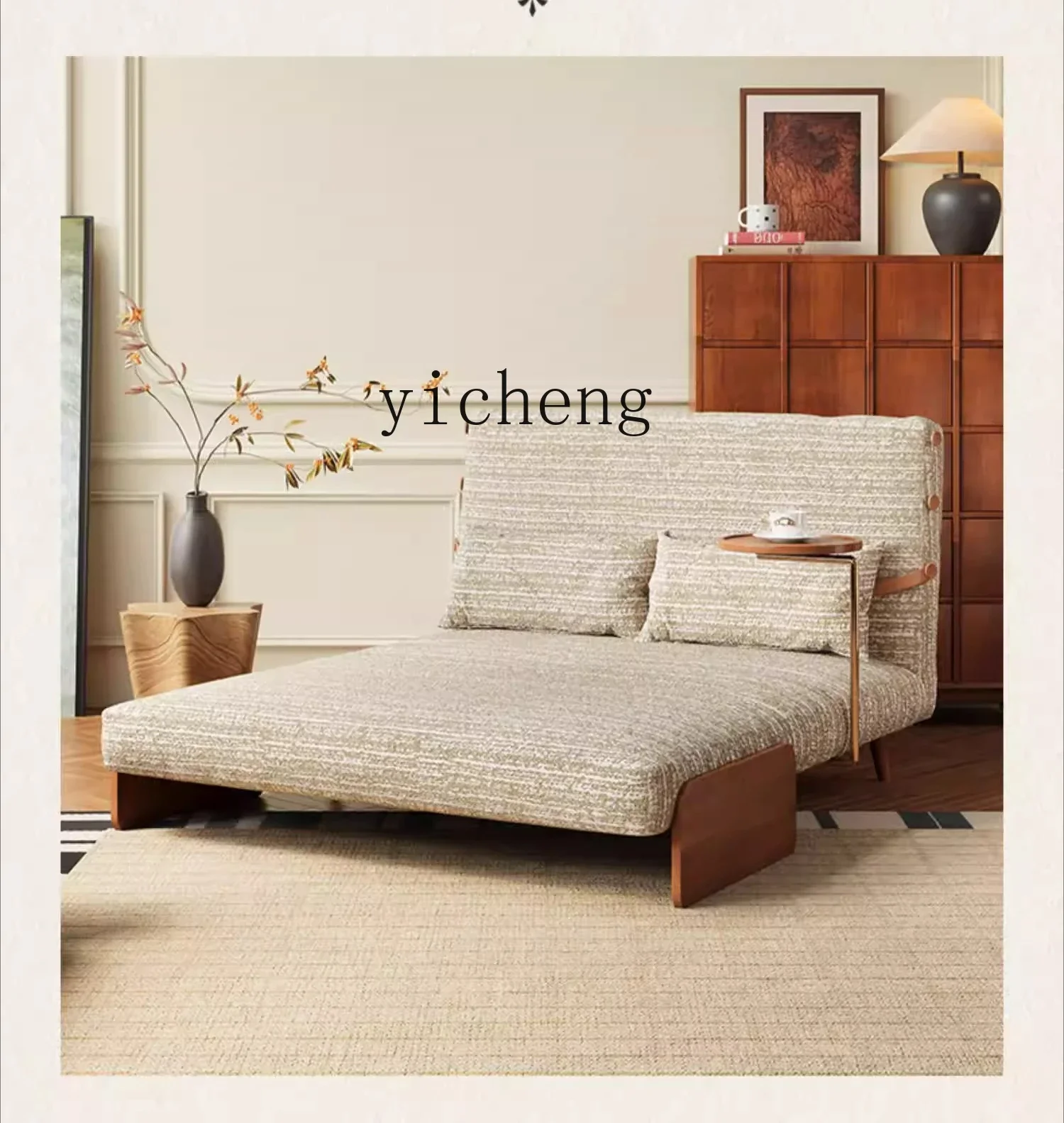 

V7 solid wood sofa bed folding dual-purpose small apartment single double 1.2 meters