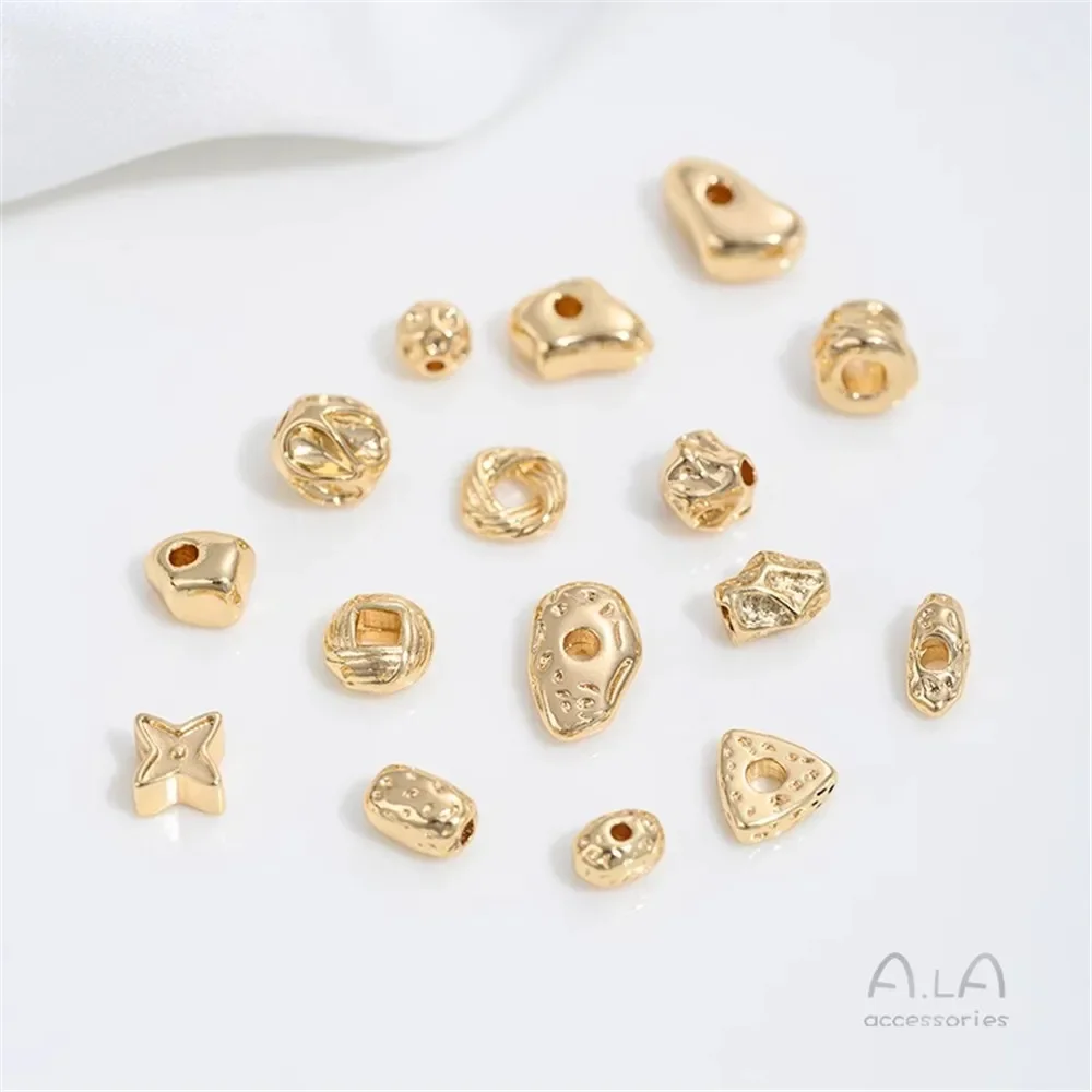 Z418 14K Gold-plated Irregular Stone Beads Irregular-shaped Spacers, Wool Loops, Pineapple Knot Spacers, Diy Jewelry Accessories