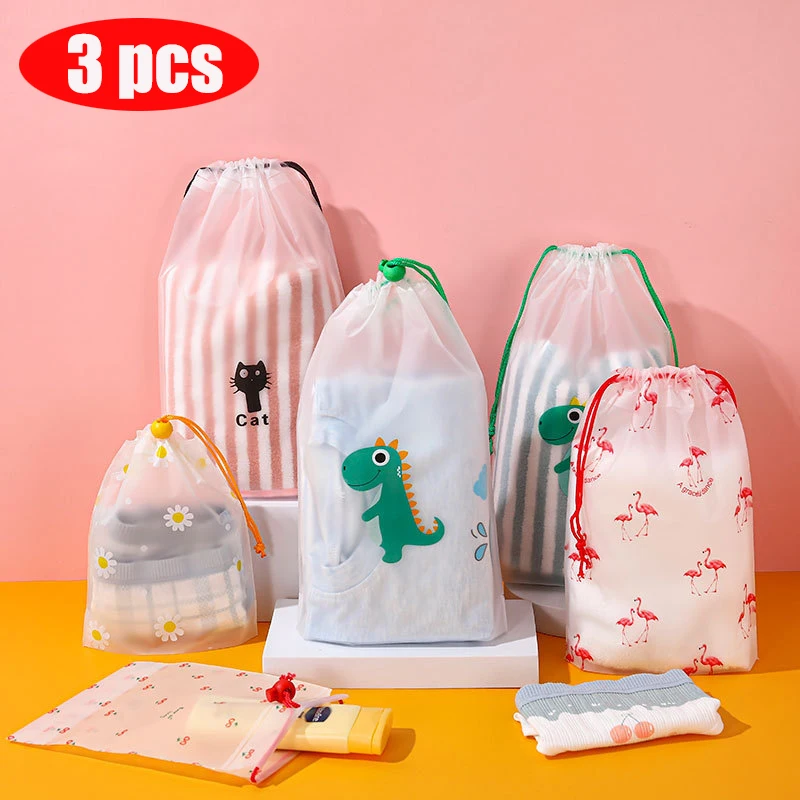 3PCS Folding Travel Bag Shoe Cloth Towel Storage Bag Makeup Drawstring Holder Bag Portable Underwear Jean Organizer Suitcase Bag