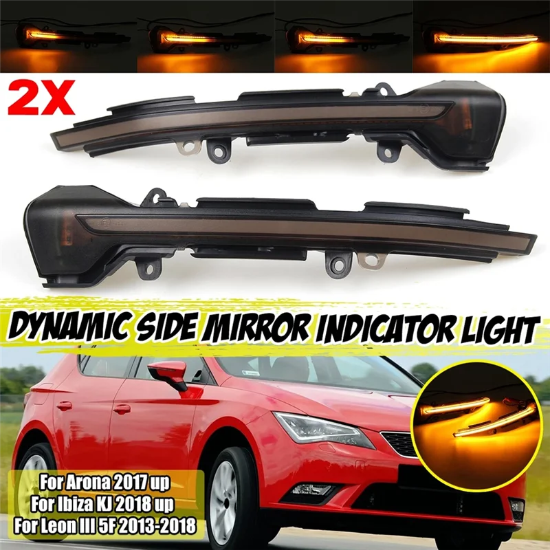 Car Dynamic Turn Signal Light LED Side Mirror Indicator Blinker Lamp for Seat Leon Mk3 Ibiza Mk5 Cupra Arona KJ7