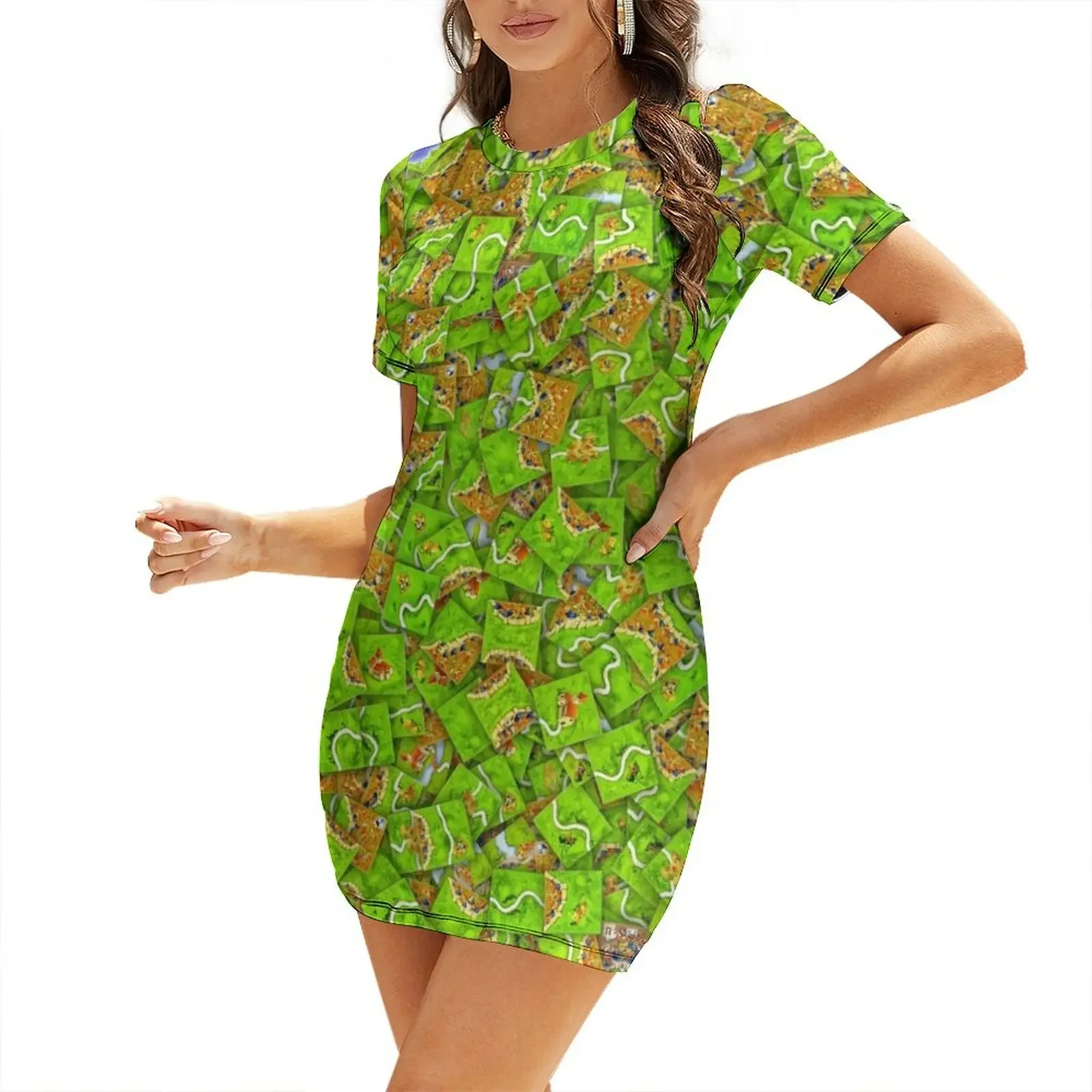 

Carcassonne tiles Short-Sleeved Dress Dress women evening dress woman birthday dresses for women bandage