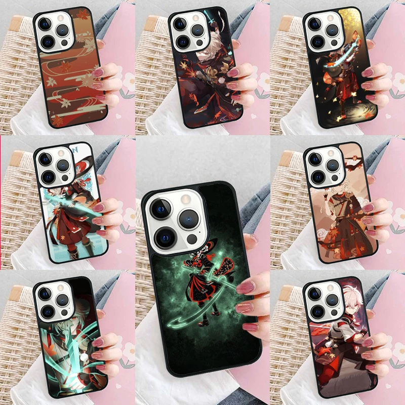 Genshin Impact Kaedehara Kazuha Soft Phone Case Cover for iPhone 16 Promax 15 Pro 13 14 Plus 11 12 Mini XR XS MAX Coque