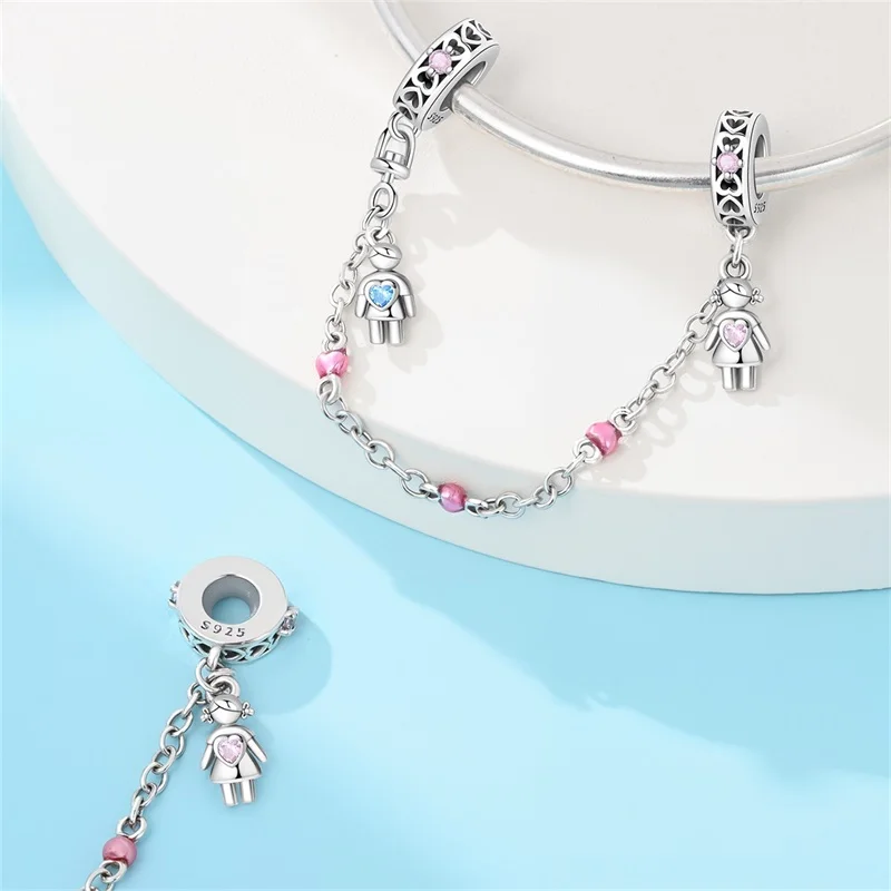 سلسلة أمان للزوجين من الفضة الإسترلينية عيار 925، مناسبة لتصميم شخصي لسلاسل المجوهرات، كهدية للنساء