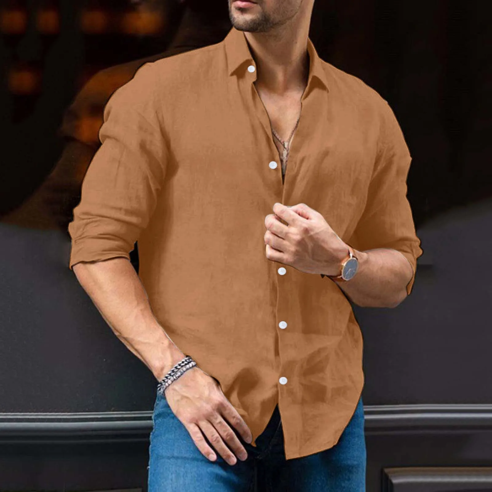 Solid Color Shirt Button Beachwear Shirts Lapel Collar Long Sleeve Shirts For Men Beach Outfits Thin Camisas Blusas Tops New