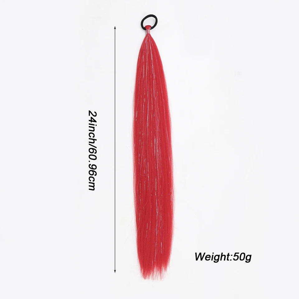 24 pulgadas jumbo coloridas sintéticas trenzas con brillo coleta fácil para mujeres 4