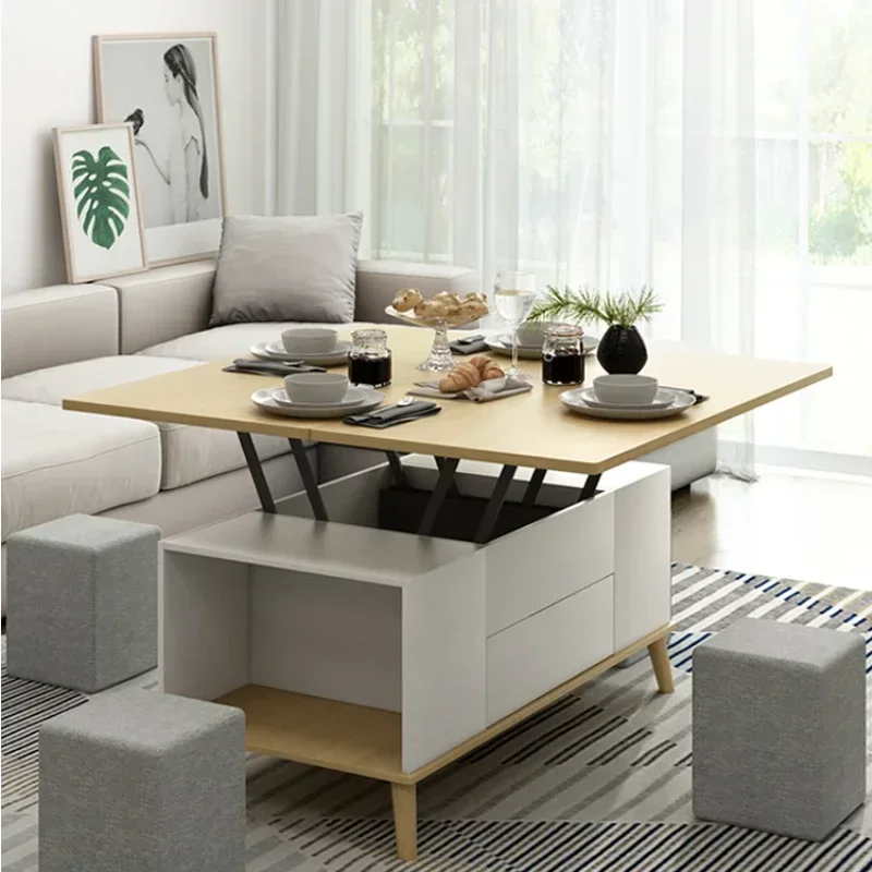 Lifting Coffee Table Nordic Style Small Apartment Living Room Multi-Functional Folding Dining Table CJ-19