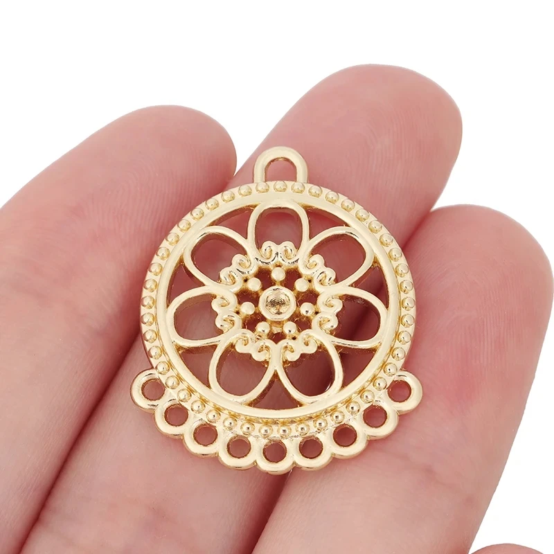 10 x Boho plaqué or fleur bijoux connecteur breloques pendentifs pour bricolage Tribal boucle d'oreille fabrication de bijoux résultats accessoires artisanat