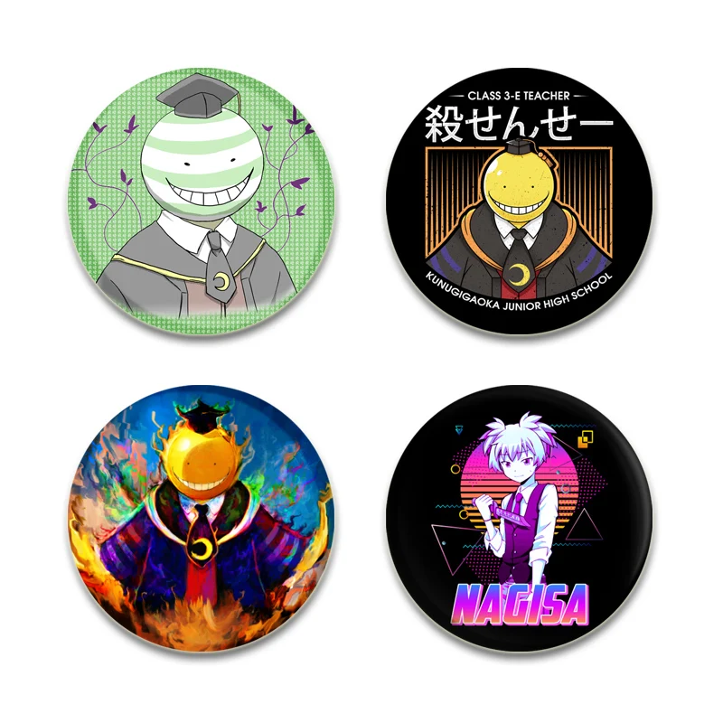 Anime Assassination Classroom Broochs Cartoon Figure Korosensei/Shiota Nagisa/Akabane Karma Badge Button Pins Souvenir Fans Gift