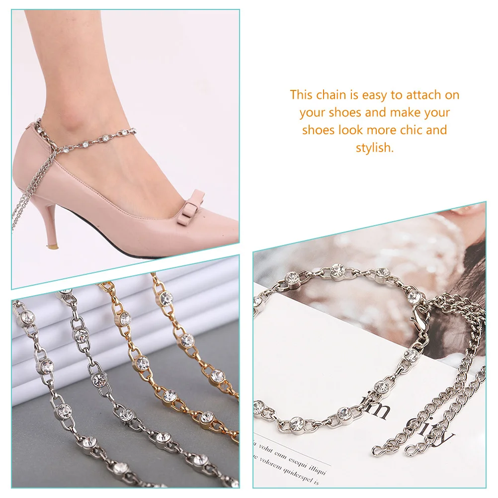 4Pcs Anti Chain Rhinestones High Heel Chain Ankle Decoration Women Crystal Shoe Charm Accessory High Heel Decor