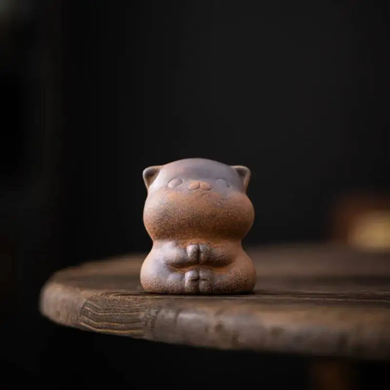 Old Rock Clay Cat God Turtle Tea Pet Ornament Tea Table Decoration Small Ornament Ceramic Tea Ceremony Lid Holder