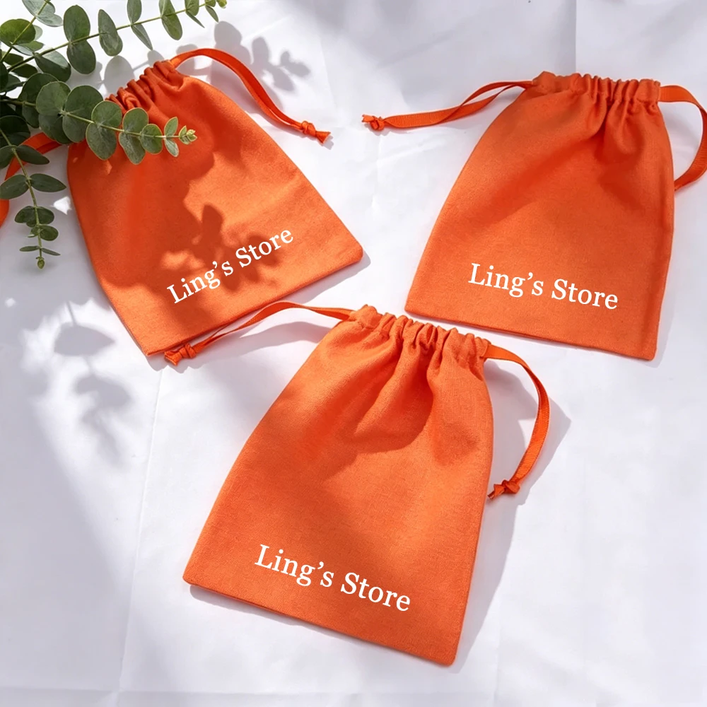 100 Stück Großhandel Benutzerdefinierte Logo-Schmuckbeutel aus Baumwolle, Geschenkverpackung, Leinenbeutel mit Kordelzug für Süßigkeiten, Kosmetik, Parfüm, Schlüsselanhänger-Organizer – Detail 3