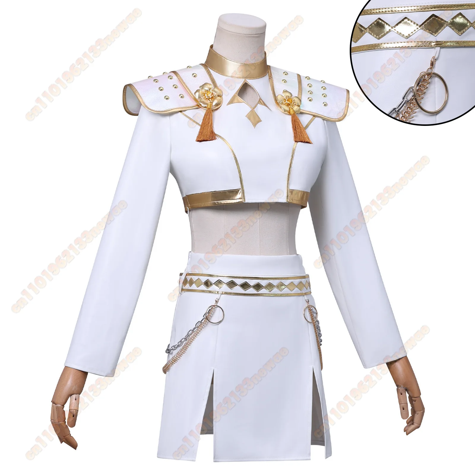 MINISO 2025 Zoey Kpop คอสเพลย์ปีศาจสีขาวปลอมตัวเครื่องแต่งกายคุณภาพสูงฮาโลวีน Carnival Party สําหรับผู้หญิง