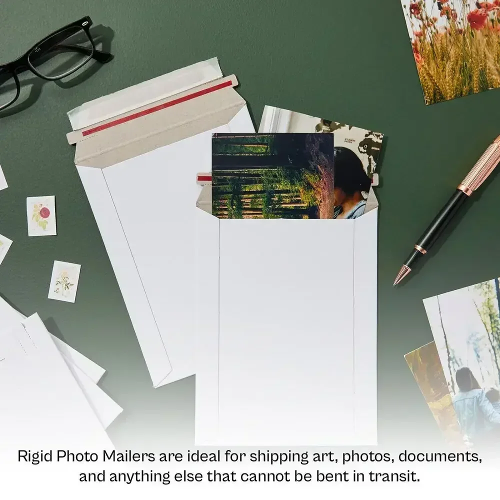 Stay Flat Mailers 100 - 13 x 18 MAILERS DE FOTO RIGIDOS BLANCO TAB LOCKING STAY FLATES