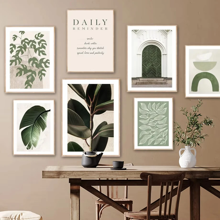 Plant Gate Green Monstera Leaf Poster and Printing Bohemian Shape Wall Art Canvas Painting Decoration Pictures Living Room