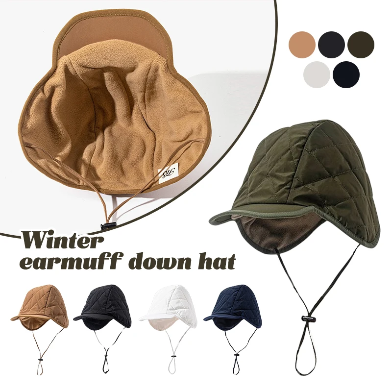 Windproof Down Peaked Cap Earflap Ultralight Warm Mountaineering Cycling Hat Outdoor Camping Ski Hat Men Women Fishing Ear Cap