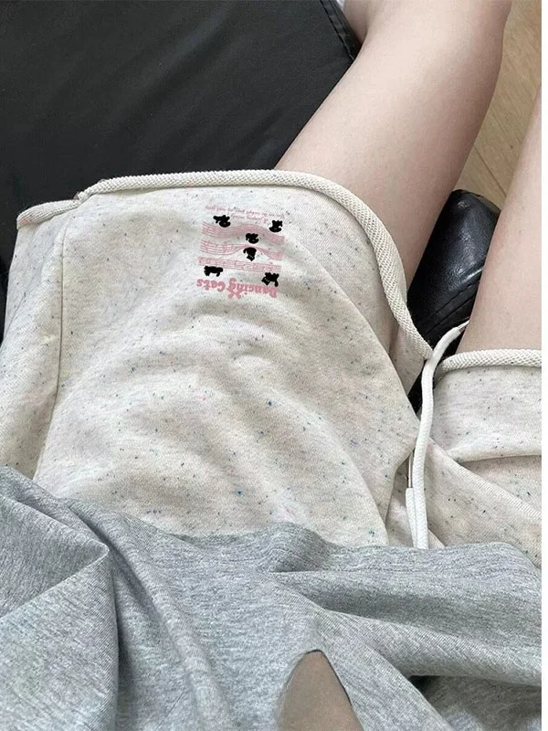 plus Size 300 Pounds Retro Drawstring Cuffed Casual Pants Women Summer Loose Versatile Running Sports Wide Leg Hot Shorts