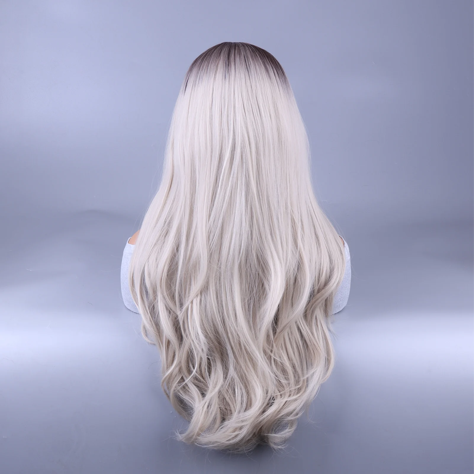 White-gray Gradient Long Curly Wig Synthetic Full Curly Hair Wigs for Photography Stage Movie Hair Local Shipping