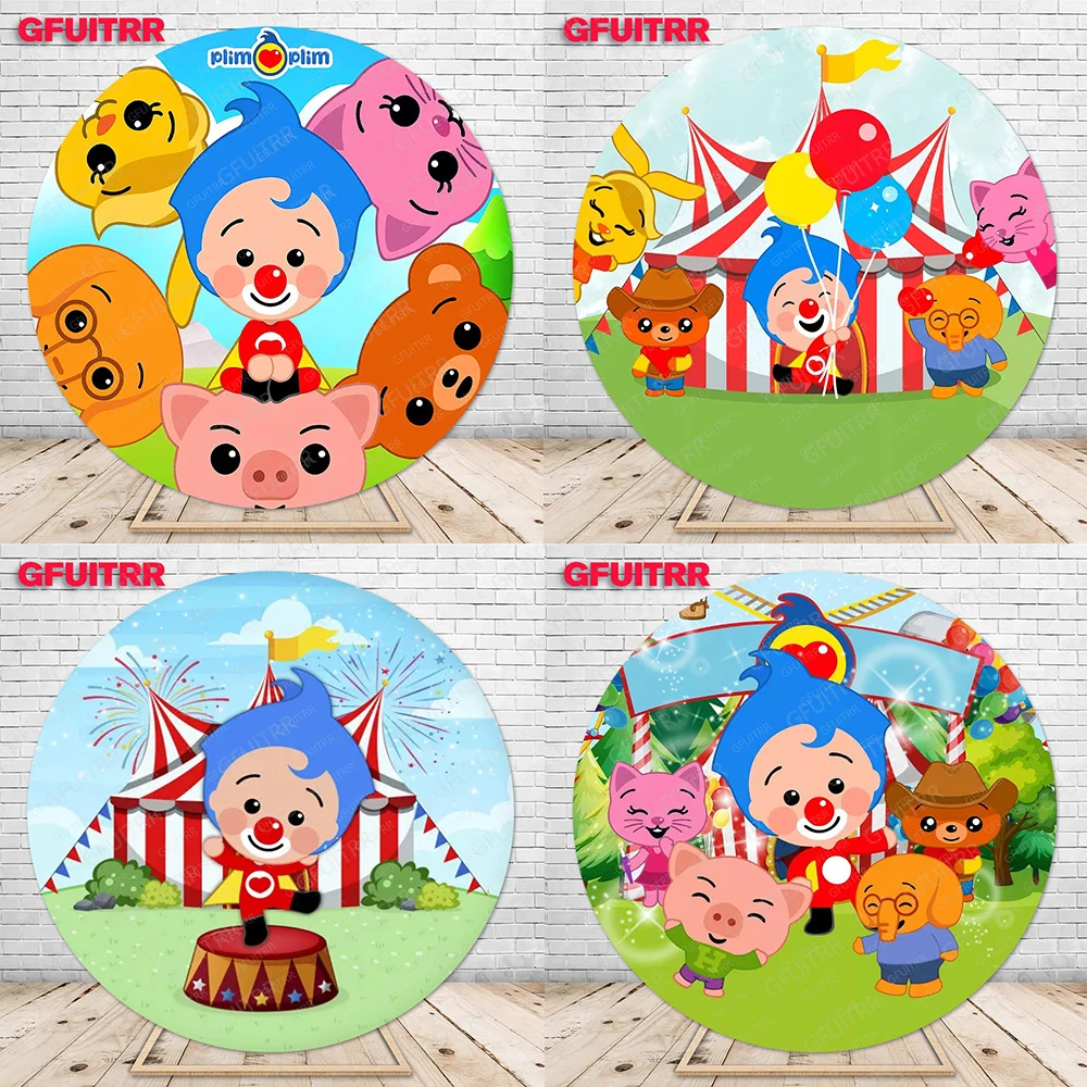 Gfuitrr Plim Plim Round Backdrop Kids Birthday Party Circle Photography Background Decoration Baby Shower Photo Booth Props