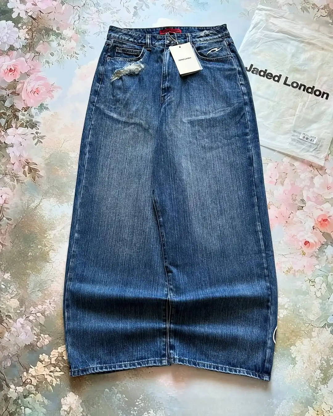 جينز فضفاض مطبوع بنمط جديد لعام 2025 للرجال والنساء عالي الشارع عتيق على طراز الهيب هوب غير رسمي للزوجين بنطال واسع الساق