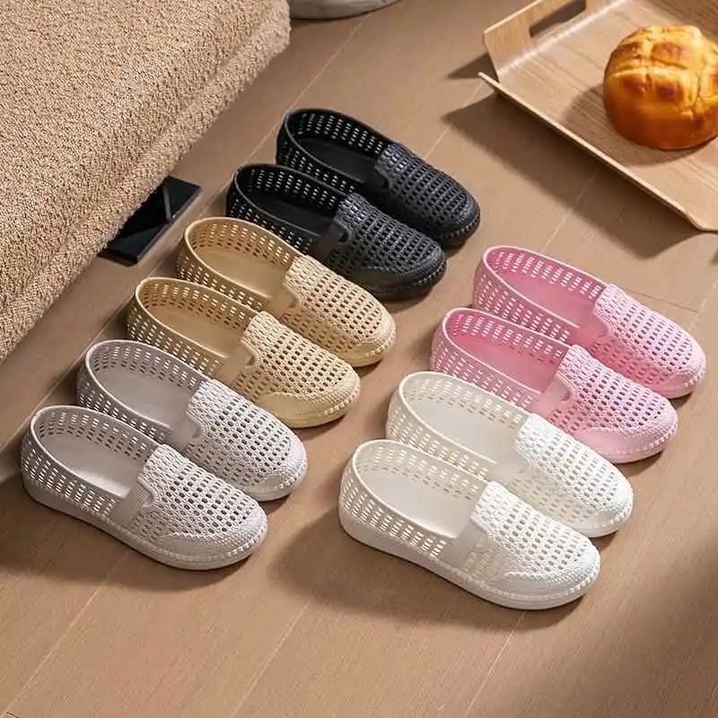 Summer Women's Hollow out Plastic White Sandals Anti-Slip Flat Bottom Comfortable Nurse Shoes Maternity Mom Shoes Slip-On view 4
