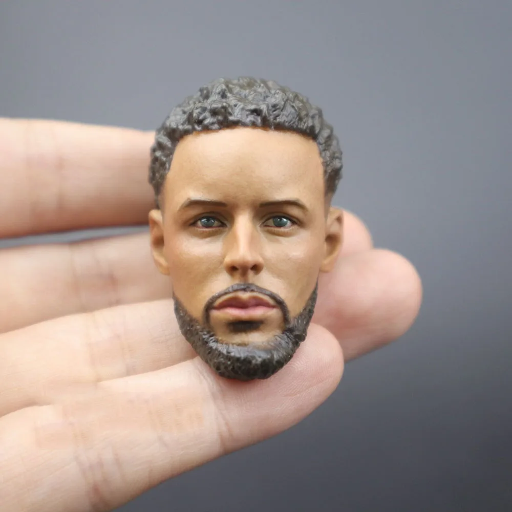 

1/6 Basketball Championship Point Guard 3 Pointer MVP Curry Beard Calm Version Painted Head Carving Sculpture Fit 12" Action DIY