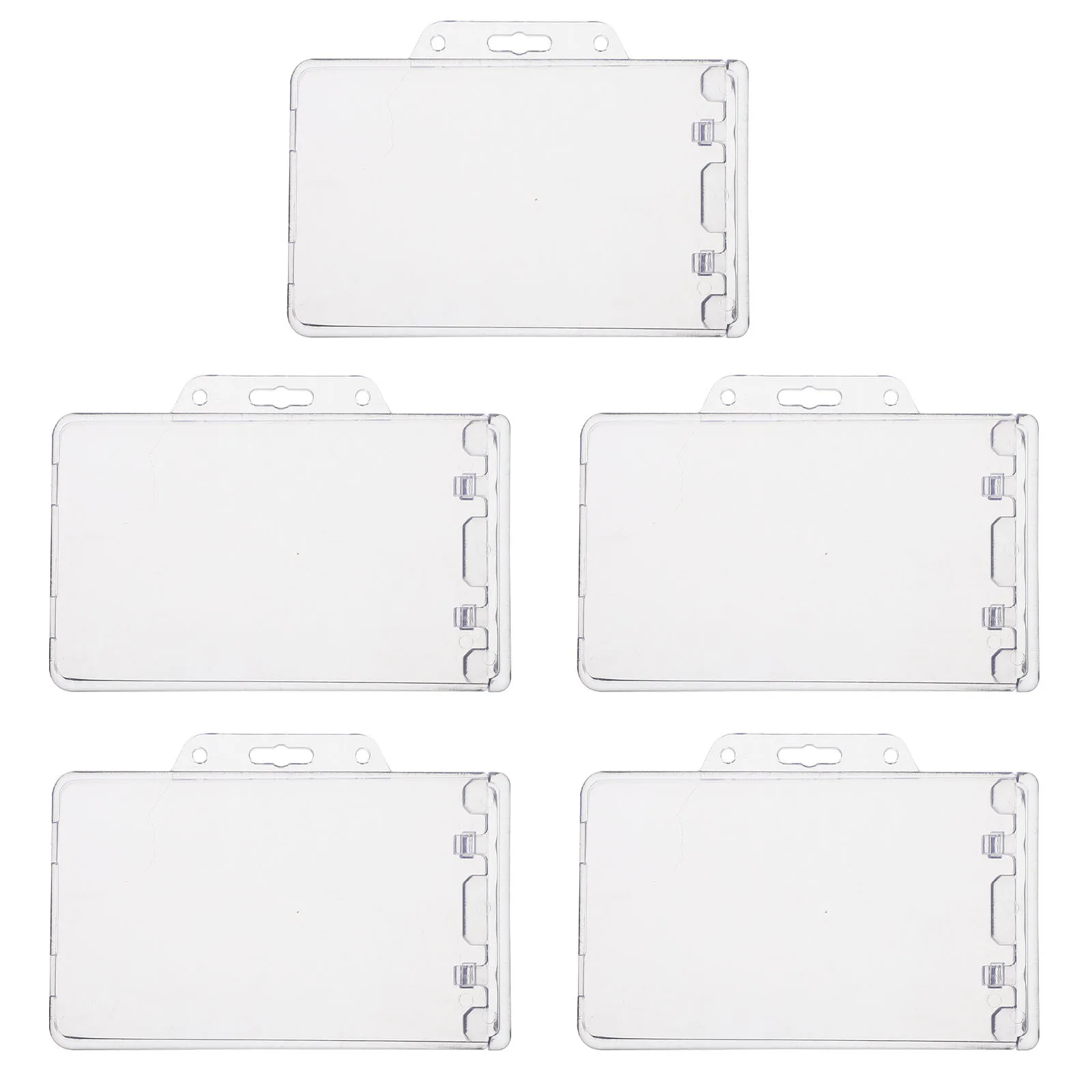 ซองใส่บัตร 5 ชิ้น สำหรับใส่บัตรประจำตัว ป้ายชื่อ ป้องกันรอยขีดข่วน แบบใส แนวนอน พร้อมคลิปล็อค สำหรับบัตรเครดิตและธุรกิจ