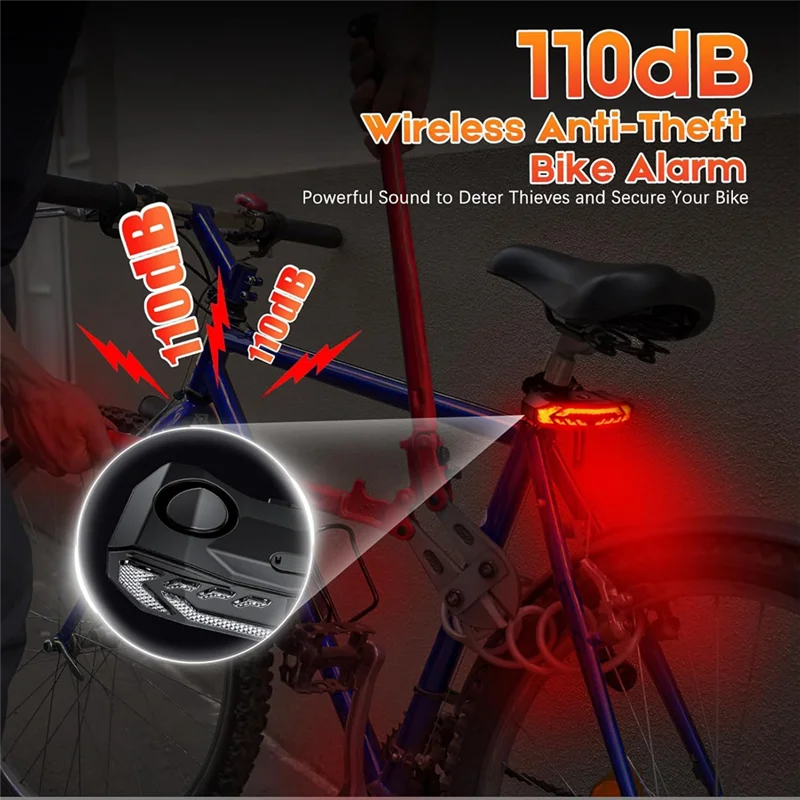 

New Hot Smart Bike Tail Light With Turn Signal And Brake Light Anti Theft Bike Alarm With Remote,IP65 Waterproof Bike Rear Light