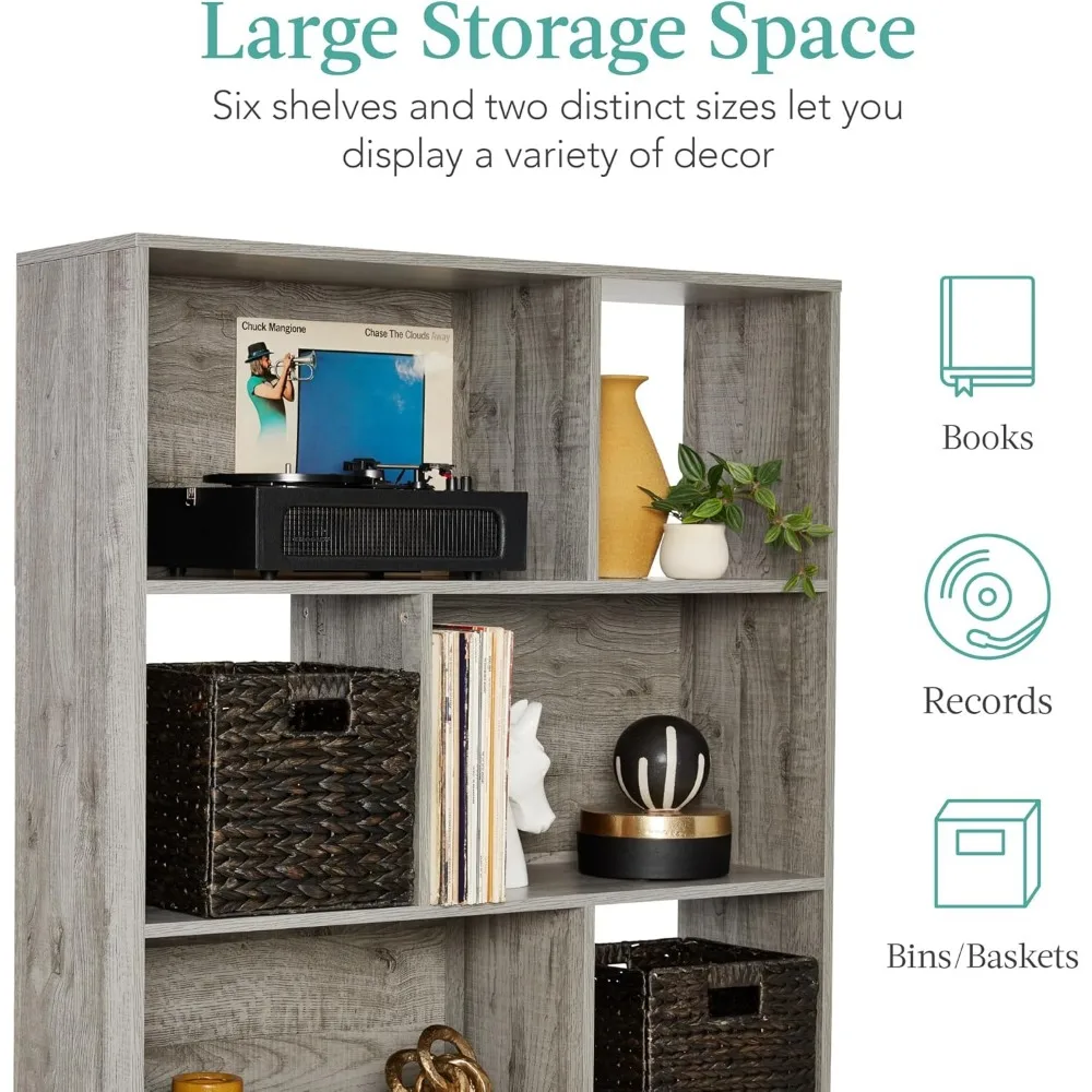 3-х уровневый современный деревянный книжный шкаф середины века, органайзер на 6 кубов для детской, детской комнаты, гостиной со съемными полками