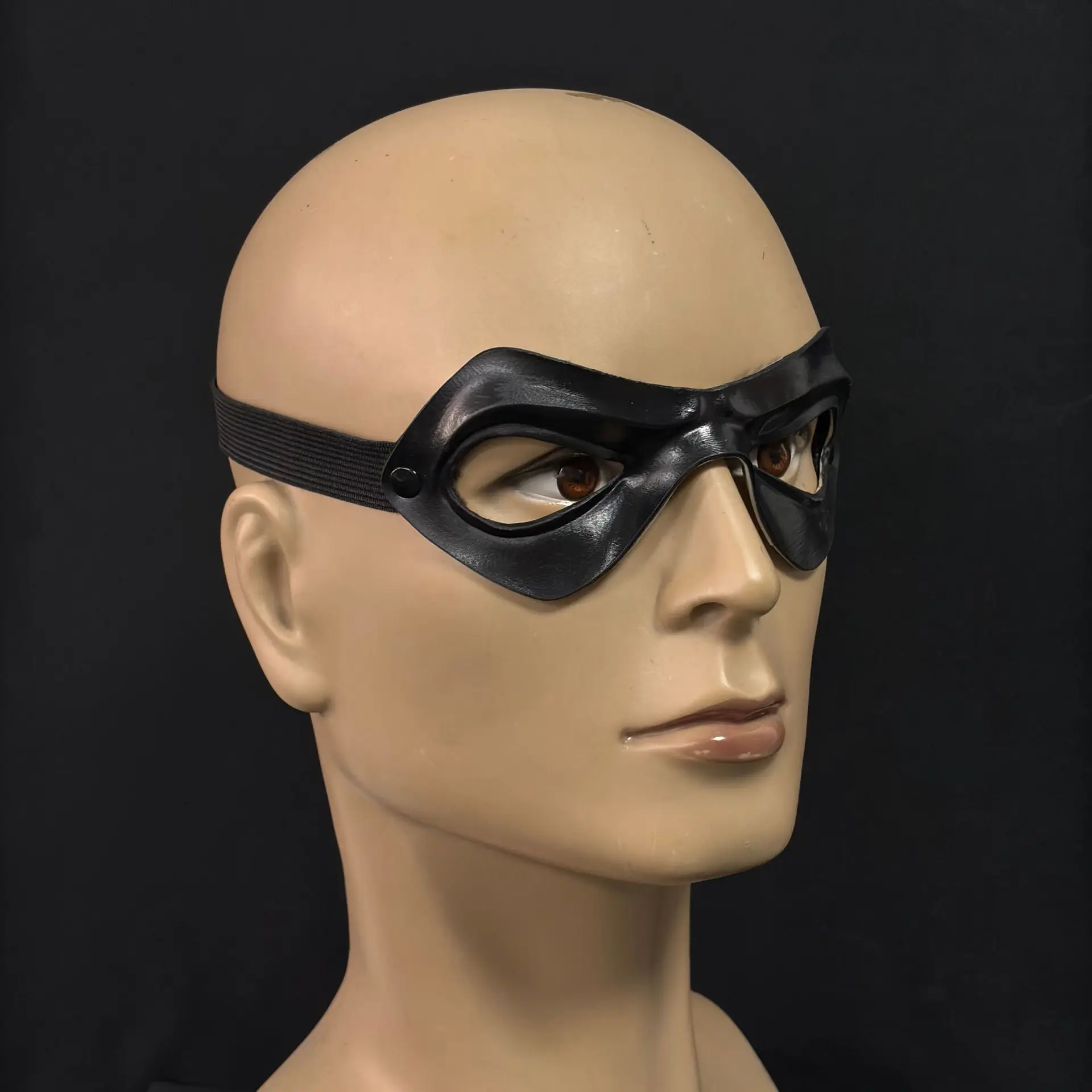 Schwarze Halbgesichts-Augenmaske für Erwachsene, Latex-Augenmaske, Maskerade, Halloween, Karneval, Kostümparty, Cosplay-Requisite – Detail 3