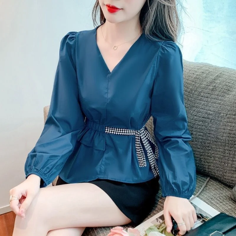 

Chiffon Women's 2023 Design Waist Shirt Long Sleeve Blusas Clothes for Women Tops Shirts Blouses