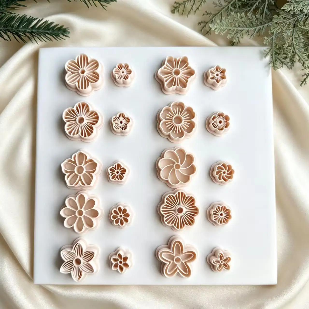 Spring Flower Stud Polymer Clay Cutters Multiple Spring Flower Cutters Cutting Mold for DIY Earring Making 3d Printed Clay Tools