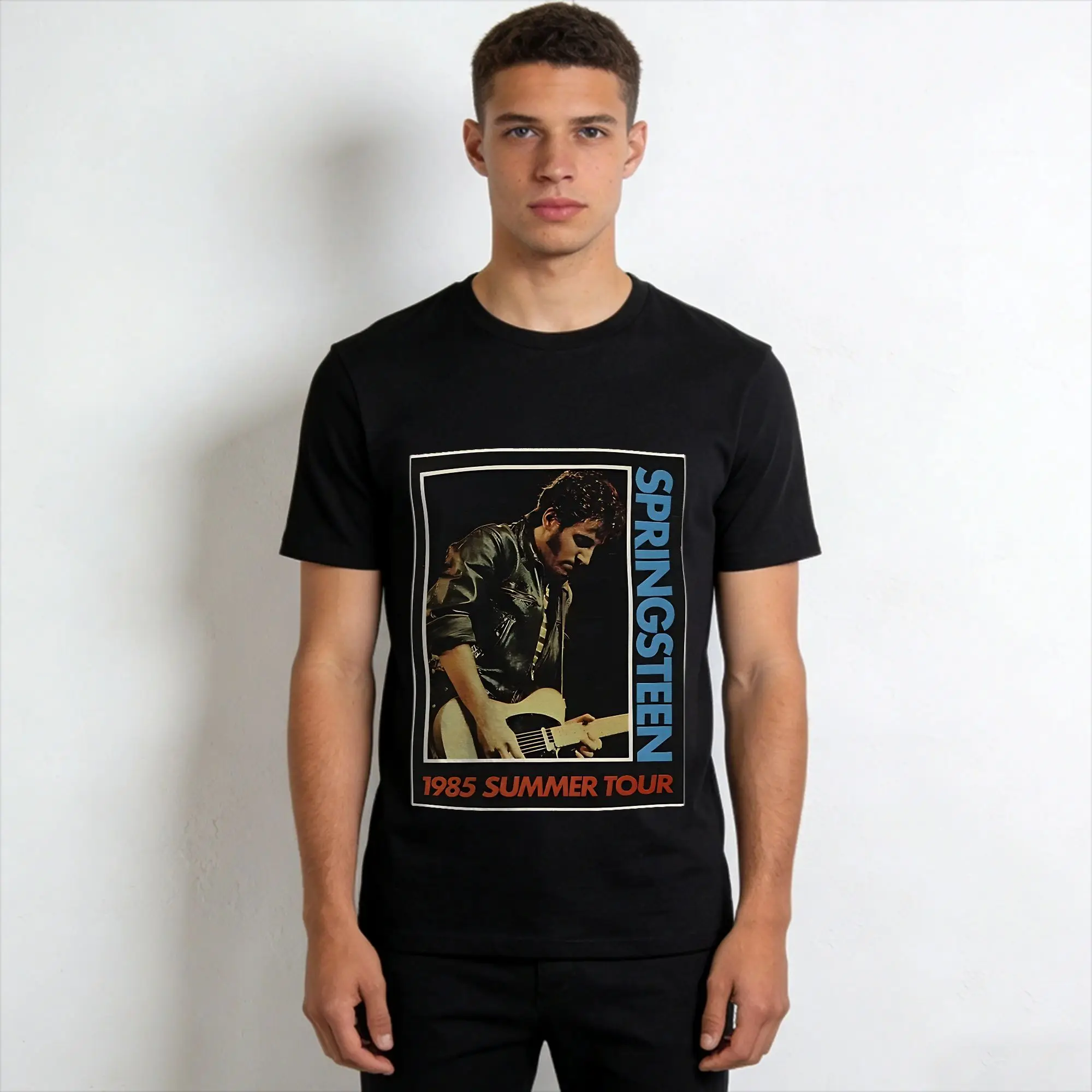 Music  Bruce Springsteen   T Shirt Men's  100% Cotton Casual T-Shirt Crew Neck  Tee Shirt Short Sleeve Tops Gift Idea