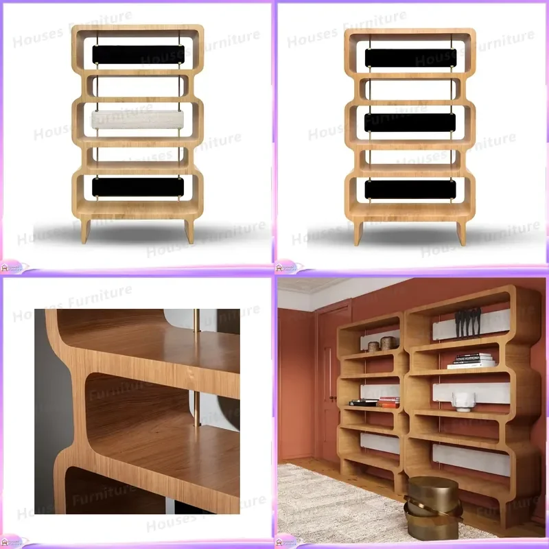 Vintage Modern Wooden Shoe Cabinet Storage Organizer Entryway Bench with Shelves Living Room Partition Decorative Bookcase