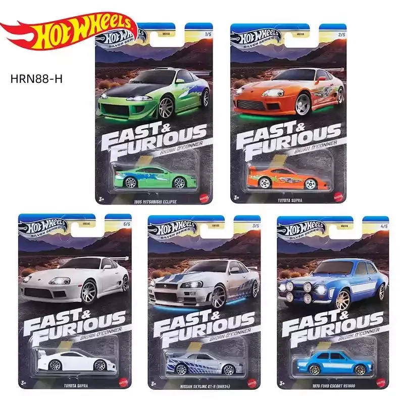 Novo carro hot wheels 1/64 variedade temática rápida e furiosa 2025 hnr88 h toyota supra (branco) modelo de veículo fundido carros brinquedos meninos