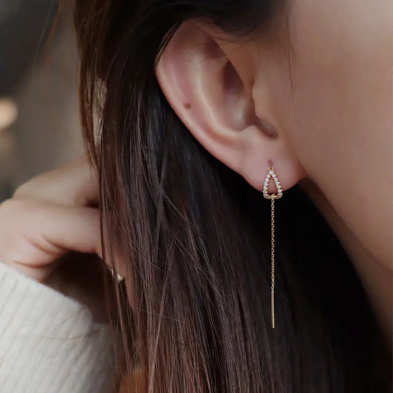 New Fashion Minimalist Long Earring Silver Color Simple Tassel Chain Statement Earrings Women Korea Joker Ear Line Jewelry Gift