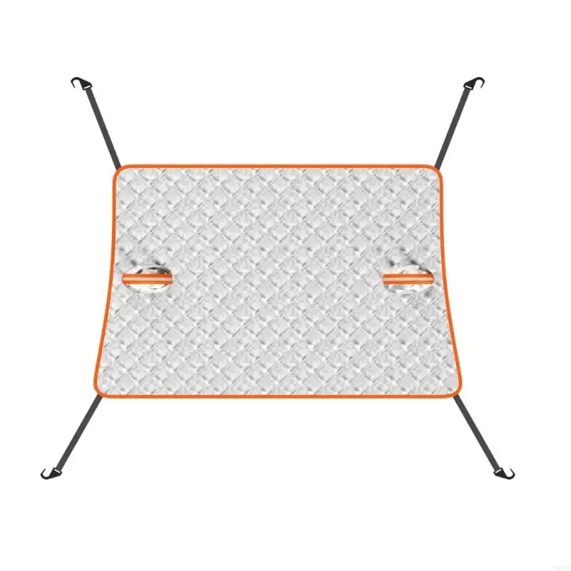 Windshield Weather Cover with 4 Attached Straps, Foldable Half-Coverage Barrier for Parked Glass Against Snow, Ice Buildup, H9EE