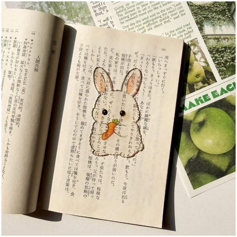 Portable Acrylic Bunny Bookmark Transparent Light-Transmitting Carrot Bookmark Cute Design Rabbit Bookmark For Students