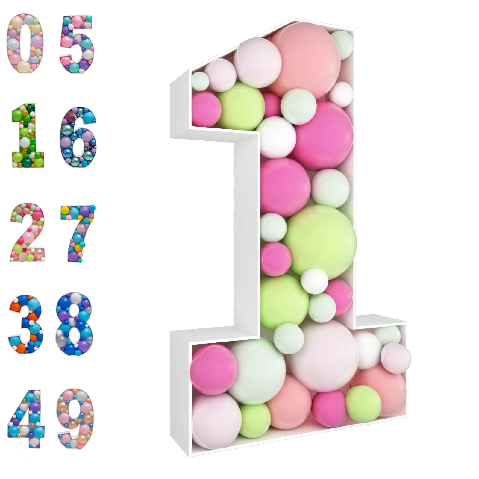 

73/93cm Mosaic Balloon Frame Giant Number Birthday Balloon Filling Box Birthday Party Decorations Kids Anniversary Wedding Decor