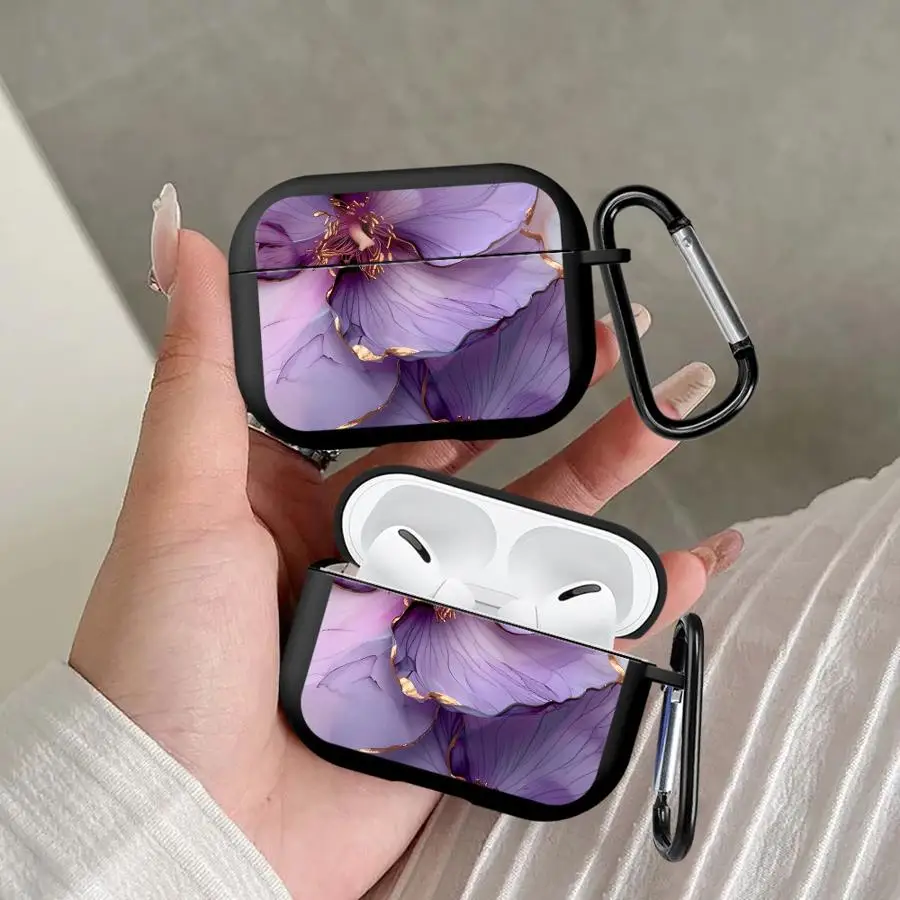 

Чехол для наушников Airpods 4 Pro Pro2 Pro3 3 2 1 с мраморным текстурным рисунком и цветами