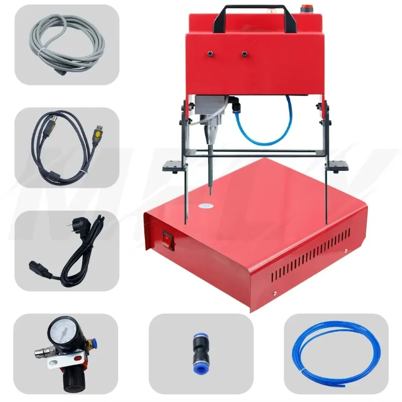 Portable Air Pneumatic Dot Peen Engraving Machine, 100×20mm Marking Area, Handheld Metal Marker for VIN Chassis Serial Codes