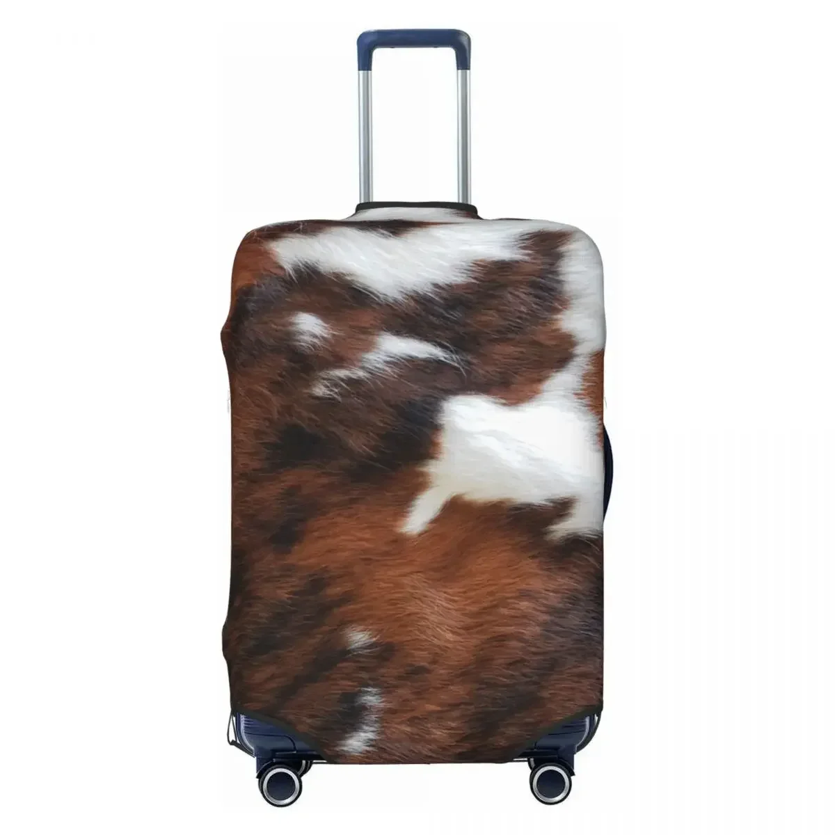 

Custom Fashion Cowhide Leather Luggage Cover Protector Washable Animal Fur Texture Travel Suitcase Covers