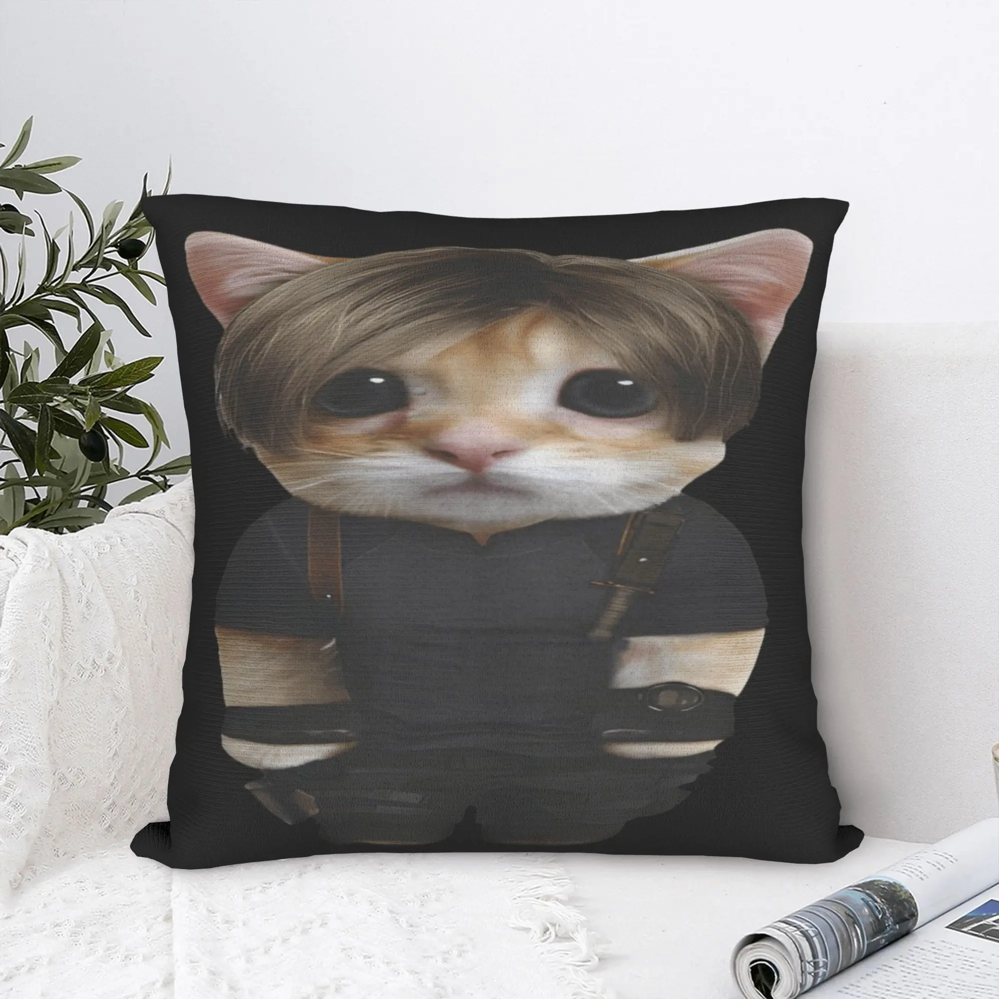 L-Leon Scott Kennedy cat meme Pillowcases  Morden Pillow Case For Sofa Home Decoration Design Pillow Cover